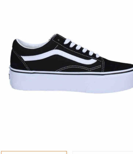 اسنیکر زنانه مشکی ونس Vans ua-old-skool-stackform-black-true-white- photo review